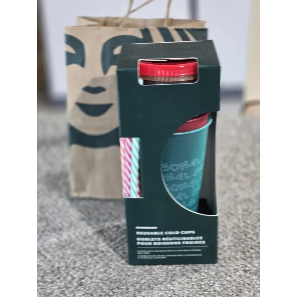 Starbucks Reusable Cold Cups 5-Pack Set 24oz Teal/Red/Gray